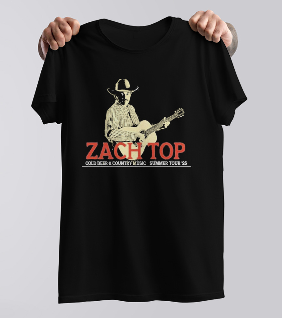 Zach Top Cold Beer Country Music Summer Tour 2026 Cowboy Guitar T-Shirt