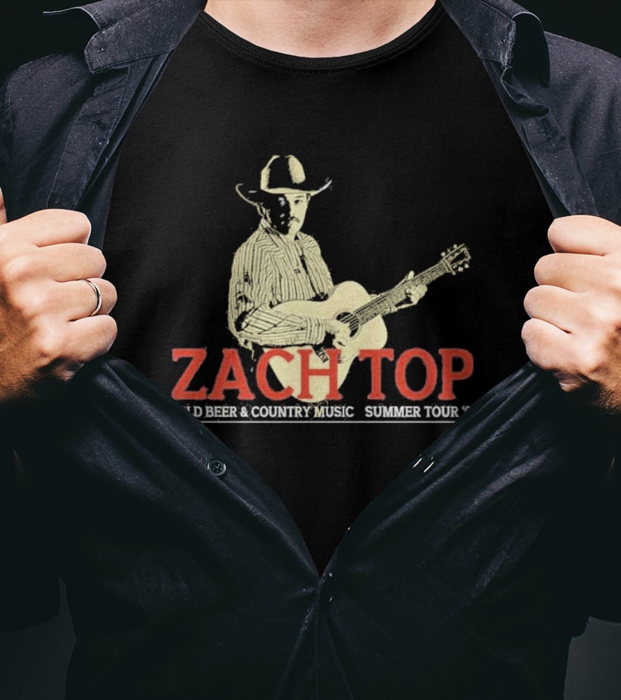 Zach Top Cold Beer Country Music Summer Tour 2026 Cowboy Guitar T-Shirt