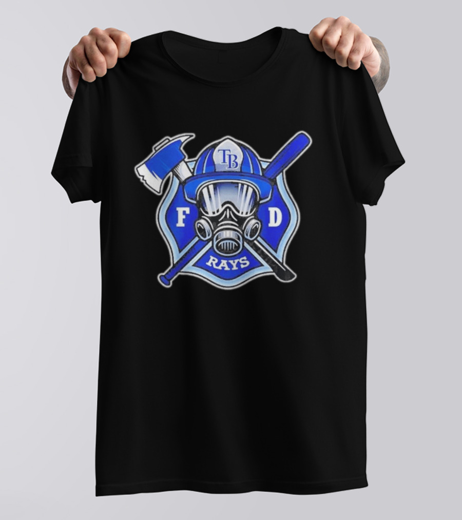 Tampa Bay Rays Firefighter Pride 2026 FD Shield Helmet Axe Bat Gas Mask T-Shirt