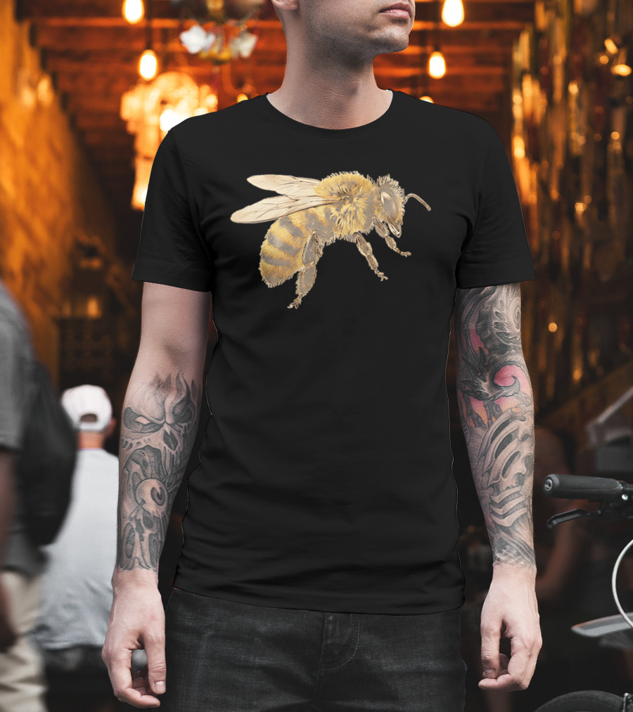 Honey Bee Realistic Illustration Detailed Insect T-Shirt
