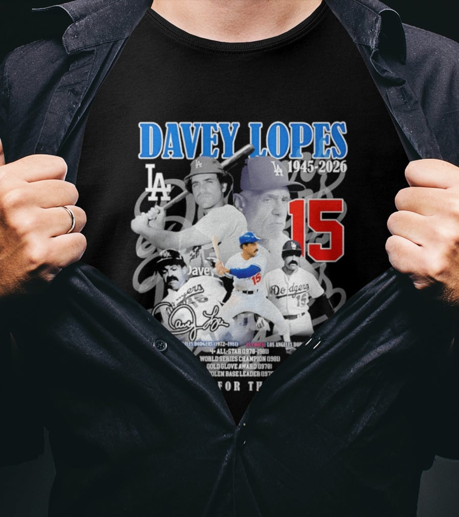 Davey Lopes Los Angeles Dodgers 1972 1981 Number 15 Thank You For The Memories T-Shirt