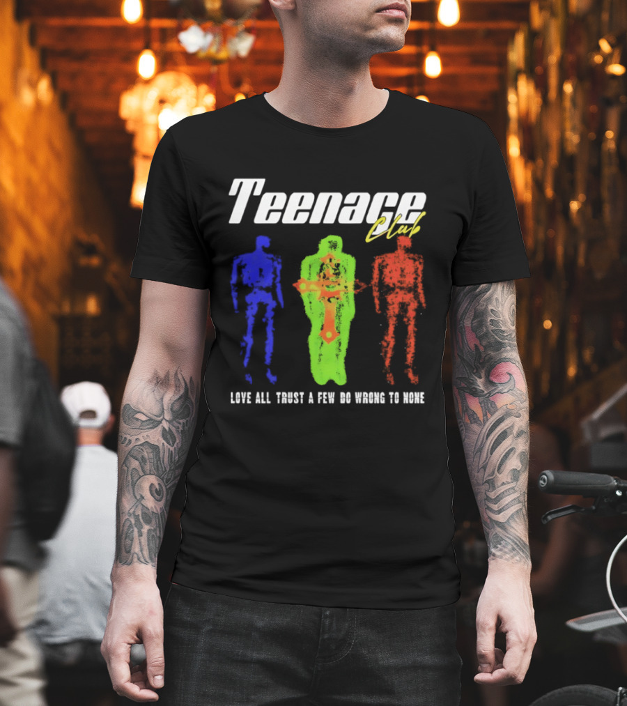 Teenage Club Love All Trust A Few Do Wrong To None Vibrant Neon Figures T-Shirt