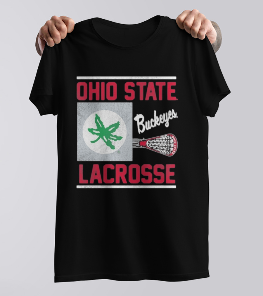 Ohio State Buckeyes Lacrosse Team Stick With Green Leaf T-Shirt