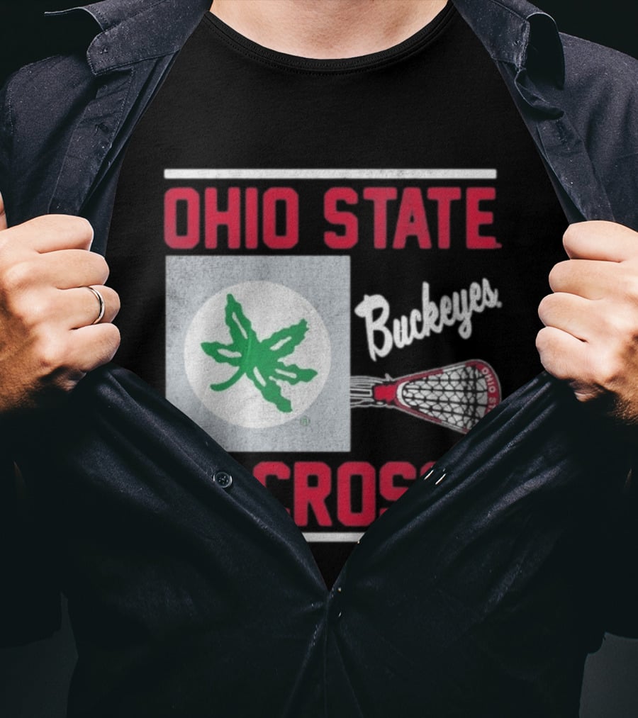 Ohio State Buckeyes Lacrosse Team Stick With Green Leaf T-Shirt