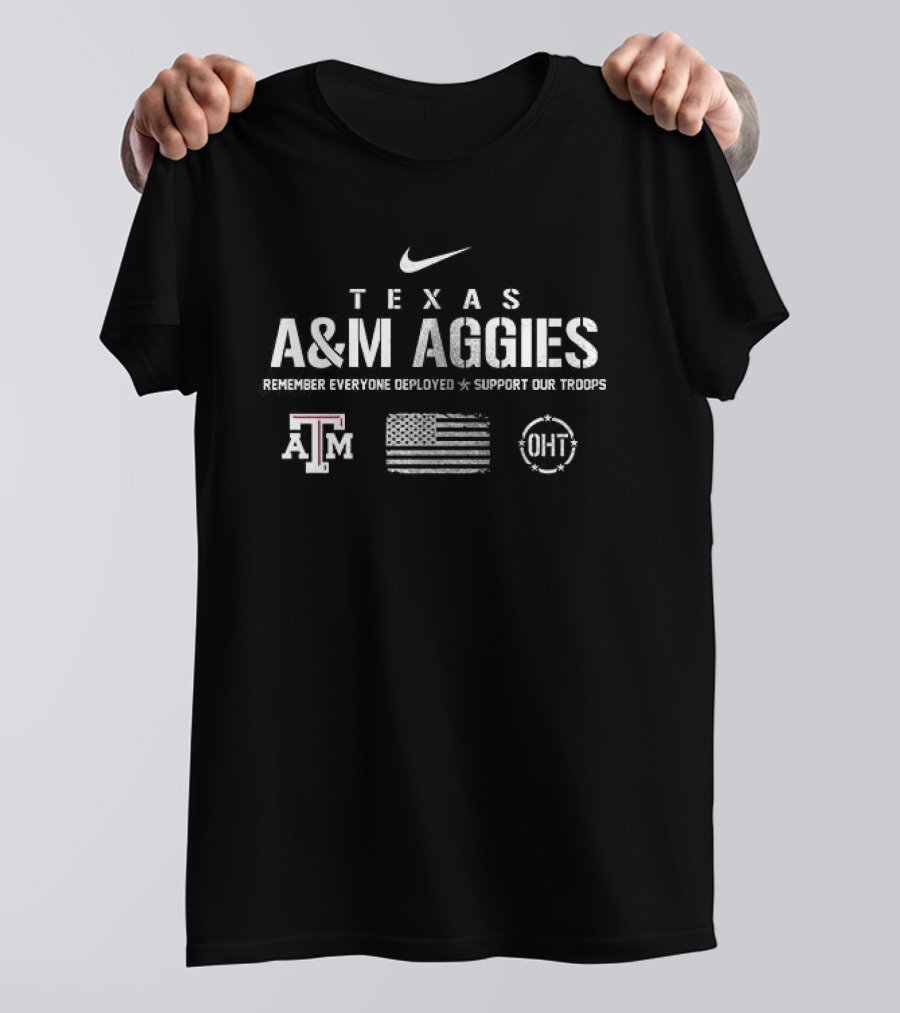 Texas A&M Aggies Nike Remember Everyone Deployed Support Our Troops Flag T-Shirt
