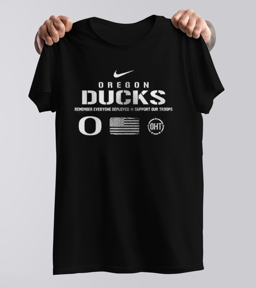 Nike Oregon Ducks Remember Everyone Deployed Support Our Troops Red Friday T-Shirt