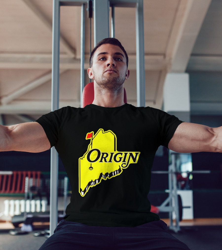 Origin USA Masters Golf Yellow Maine Flag Map T-Shirt