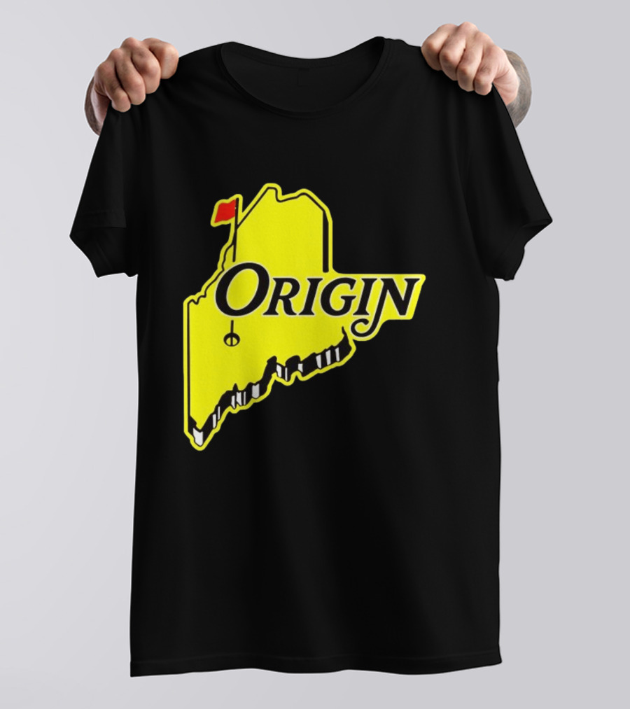 Origin USA Masters Golf Yellow Maine Flag Map T-Shirt