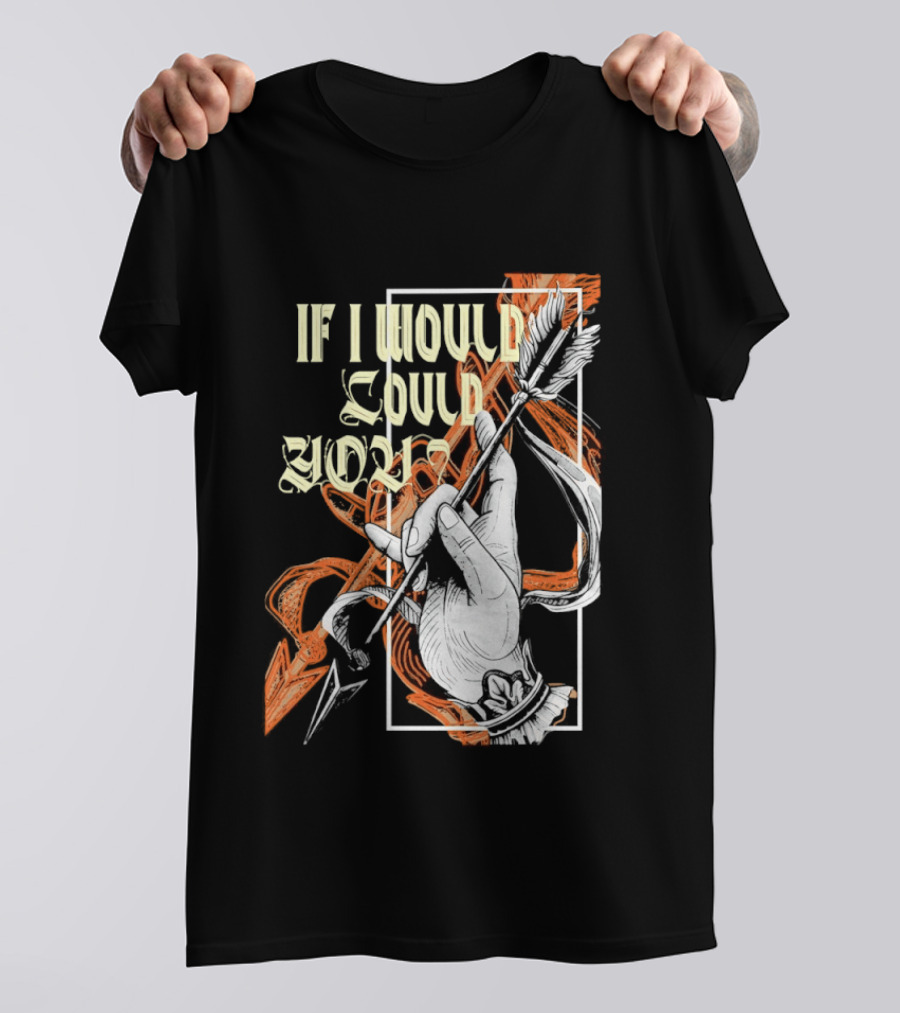 If I Would Could You Retro Hand Drawn Arrow Motif T-Shirt