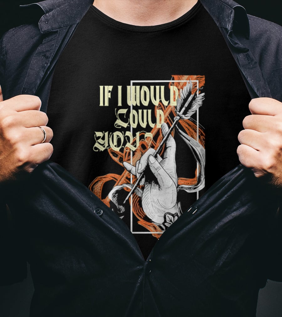 If I Would Could You Retro Hand Drawn Arrow Motif T-Shirt