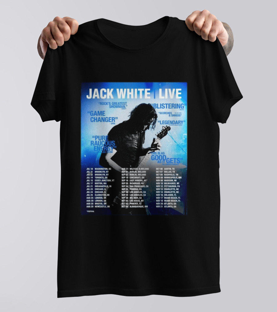 Jack White Live 2026 North America UK Ireland Tour Dates Washington DC Kickoff T-Shirt