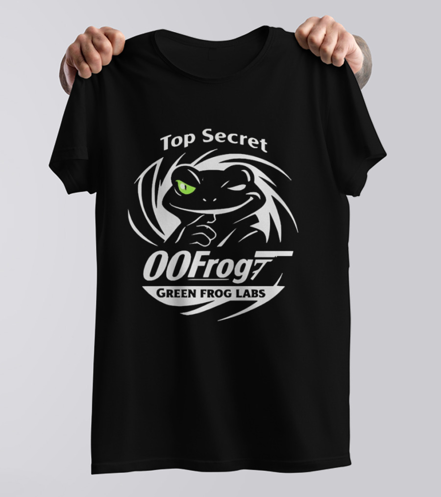 Top Secret 00Frog7 Green Frog Labs Covert Agent Frog T-Shirt