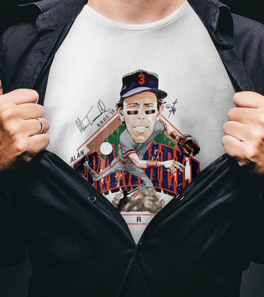 Alan Trammell Detroit Tigers Bruce Stark Collection Signed Caricature T-Shirt