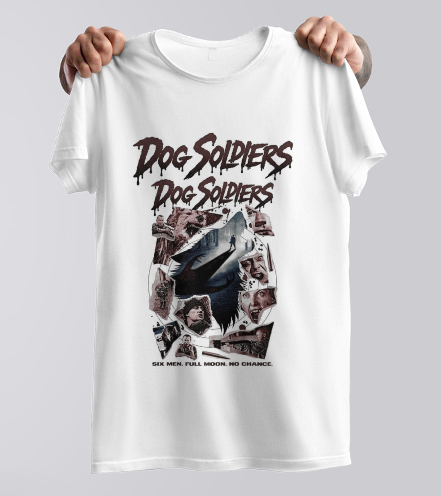 Dog Soldiers Horror Movie Inspired Design With Dramatic Red And Blue T-Shirt