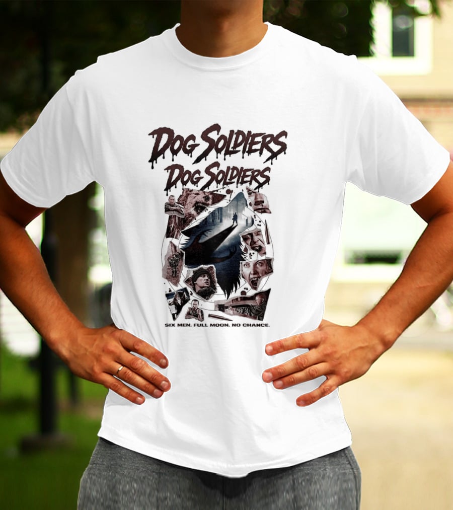 Dog Soldiers Horror Movie Inspired Design With Dramatic Red And Blue T-Shirt
