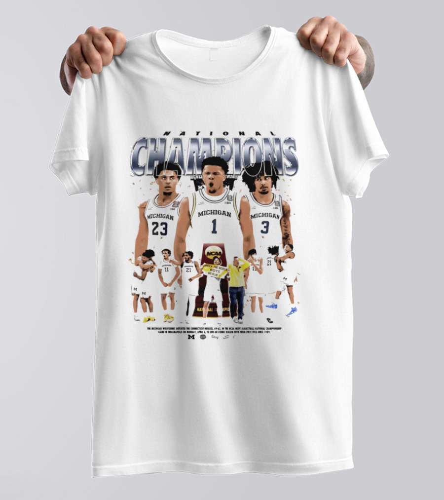Michigan Basketball National Champions Player Collage 2026 NCAA T-Shirt