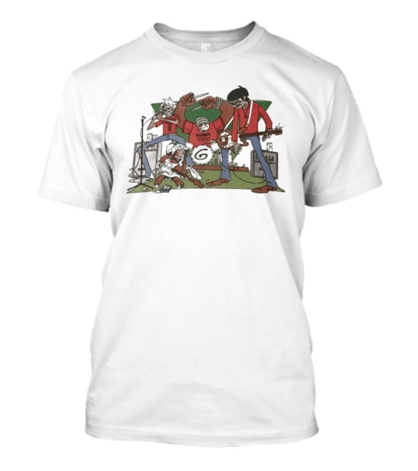 Gorillaz Character Band Illustration With Instruments T-Shirt