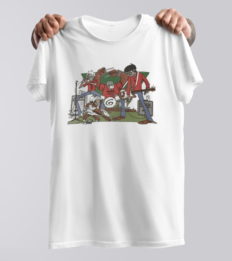 Gorillaz Character Band Illustration With Instruments T-Shirt