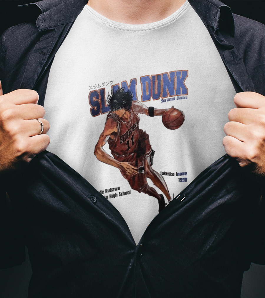 Slam Dunk Kaede Rukawa Shohoku High School Basketball Anime Character Japan T-Shirt