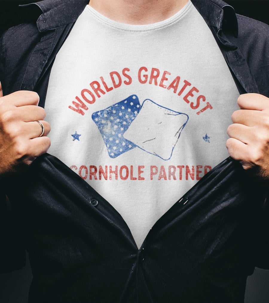World's Greatest Cornhole Partner Bean Bags And Stars T-Shirt