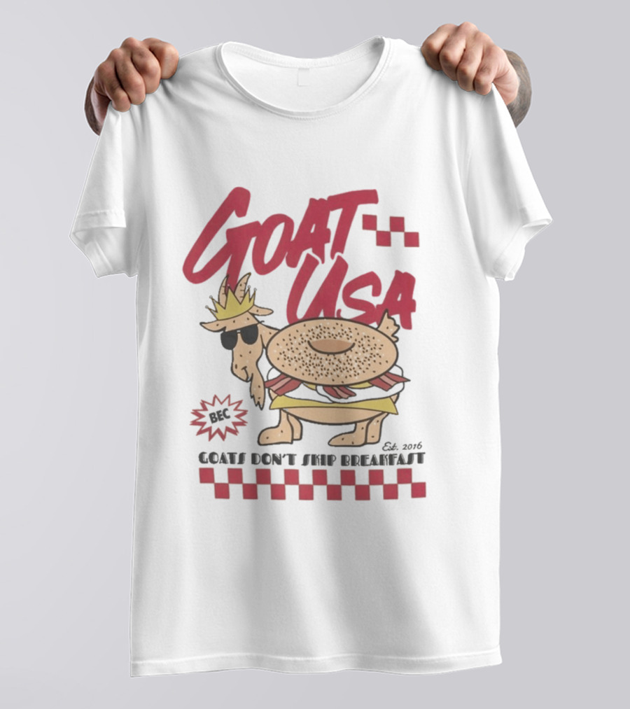 GOAT USA Bagel Goat Goats Don't Skip Breakfast T-Shirt