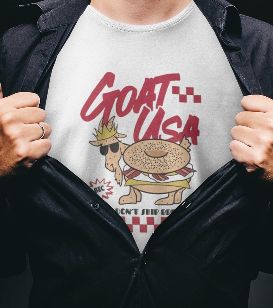 GOAT USA Bagel Goat Goats Don't Skip Breakfast T-Shirt