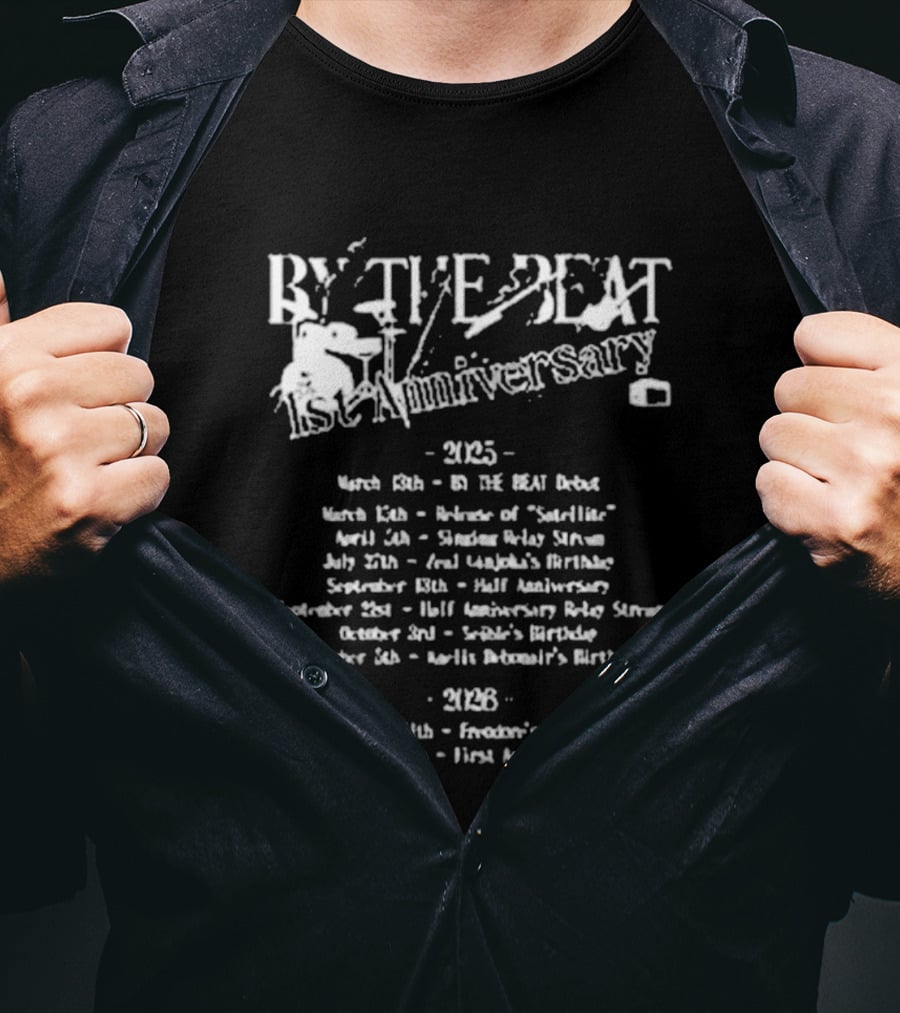 BY THE BEAT 1st Anniversary 2025 Events Calendar Highlights T-Shirt