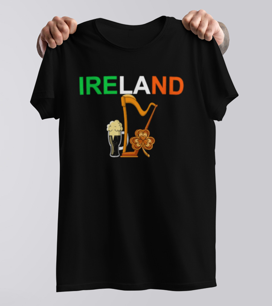 Ireland Heritage Land Harp Beer Clover T-Shirt