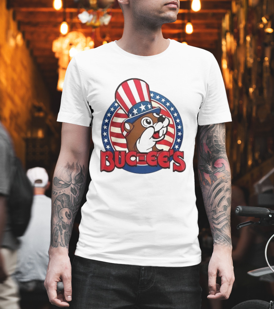 Buc Ee's Patriotic Uncle Sam Beaver USA Stars And Stripes 250th Anniversary T-Shirt