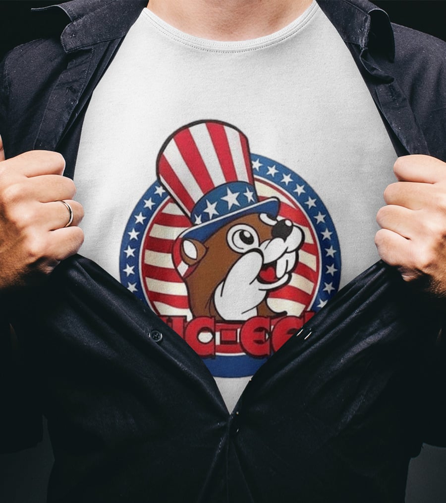 Buc Ee's Patriotic Uncle Sam Beaver USA Stars And Stripes 250th Anniversary T-Shirt
