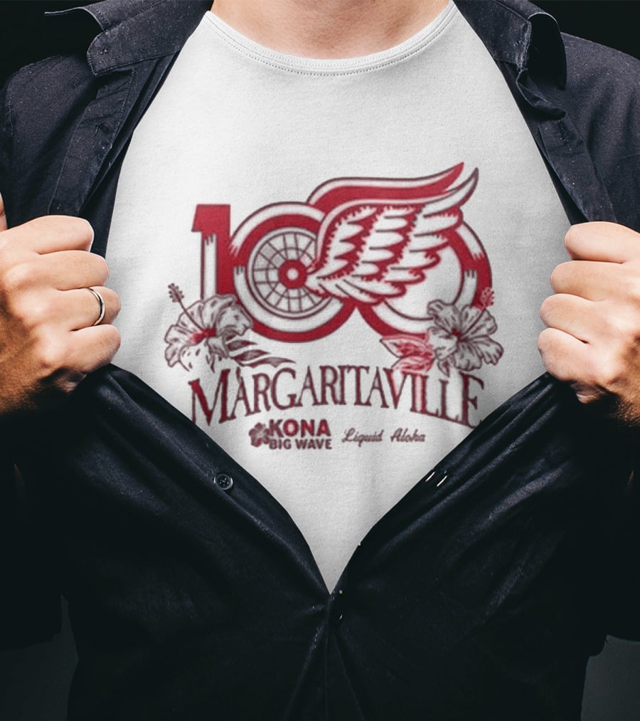 Detroit Red Wings Margaritaville 2026 Corona Hockey Collaboration T-Shirt