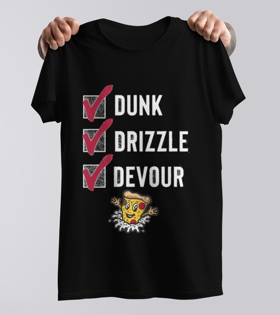 Tulsa Ranch Dippers Dunk Drizzle Devour Pizza Checklist T-Shirt