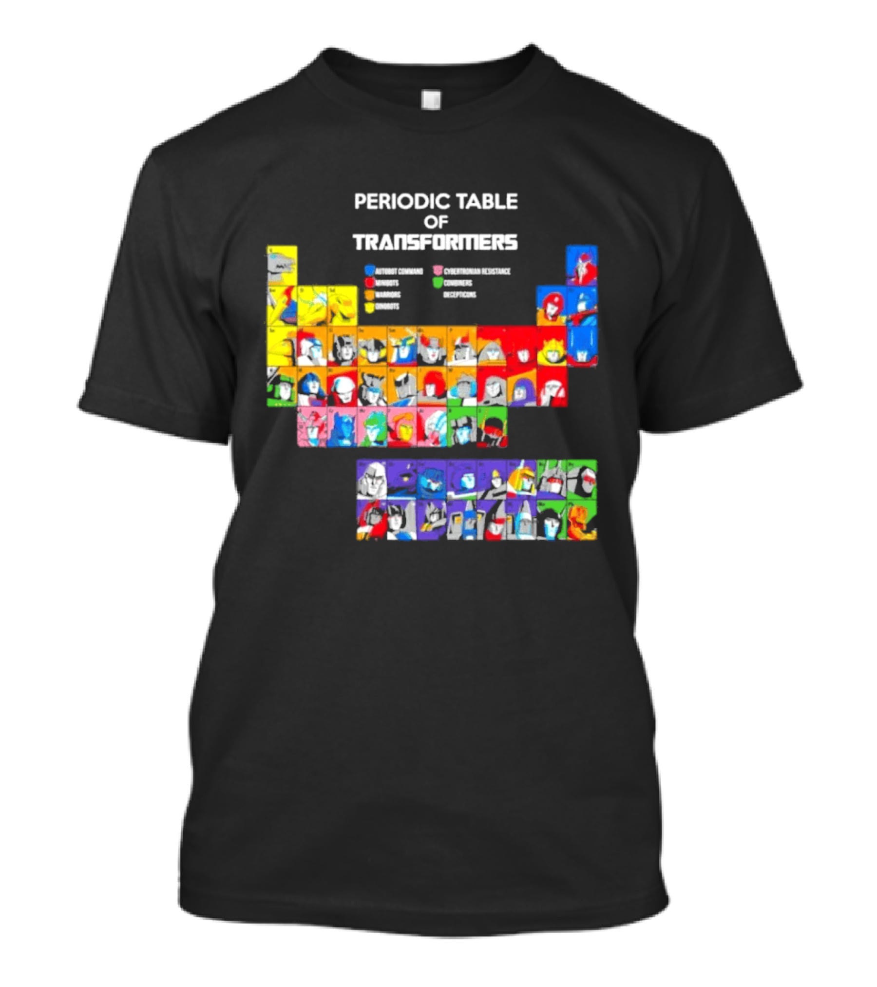 Periodic Table Of Transformers Autobots Decepticons Maximals Predacons T-Shirt