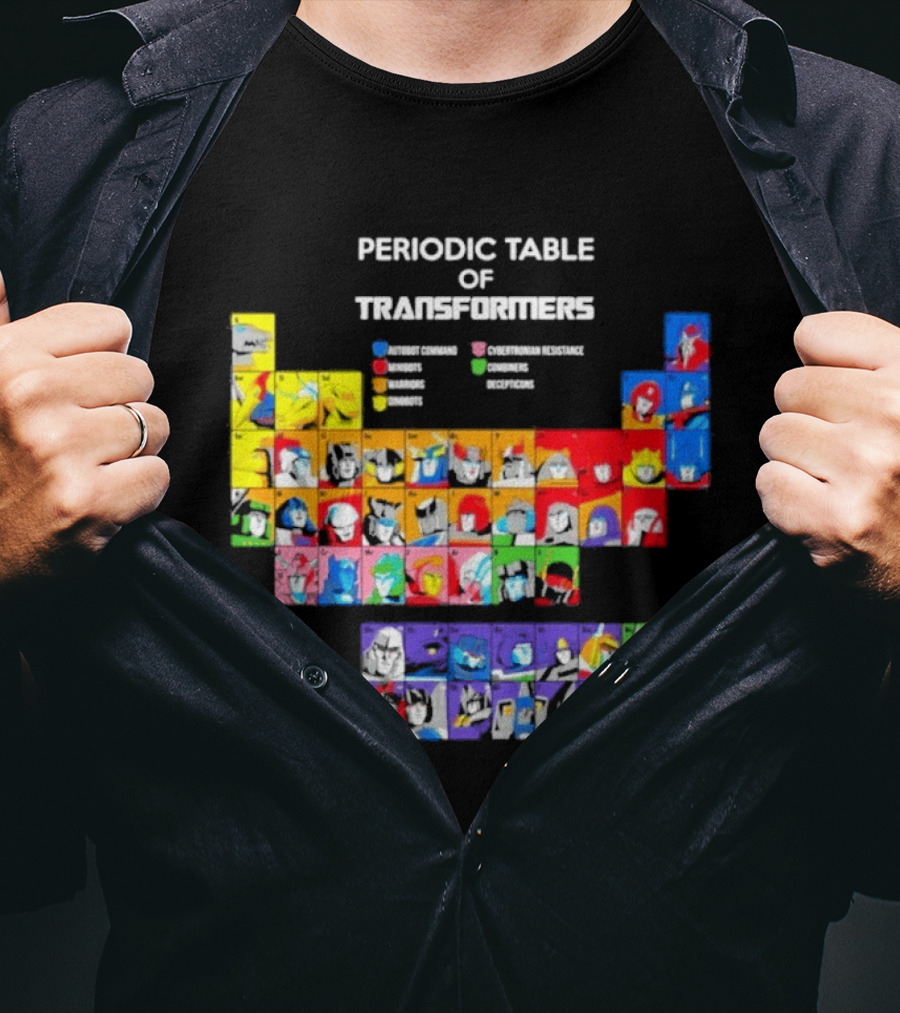 Periodic Table Of Transformers Autobots Decepticons Maximals Predacons T-Shirt