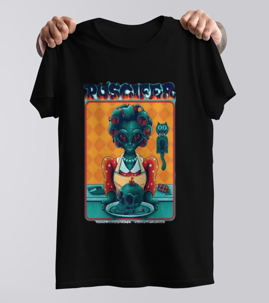 Puscifer Apr 10 2026 Mashantucket CT Foxwoods Resort Casino Alien Chef With Skull And Cat T-Shirt