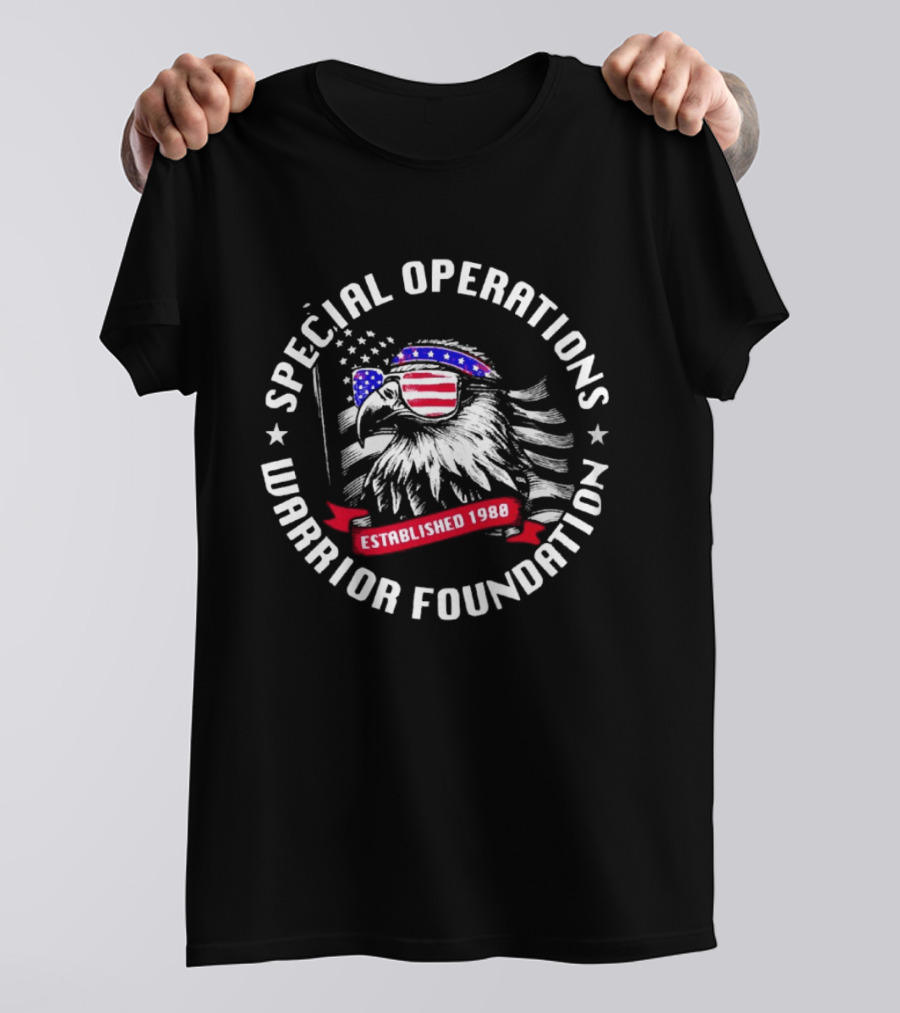 Special Operations Warrior Foundation Eagle Established 1980 American Flag T-Shirt