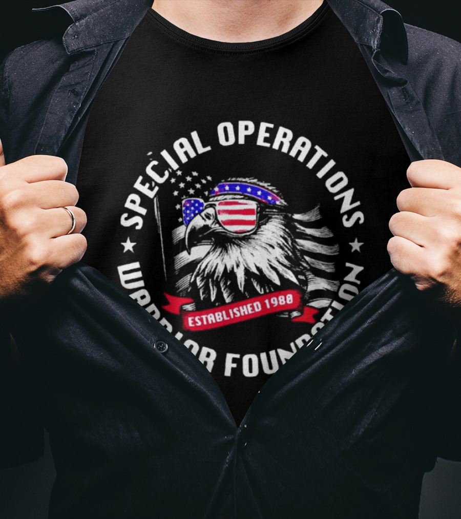 Special Operations Warrior Foundation Eagle Established 1980 American Flag T-Shirt