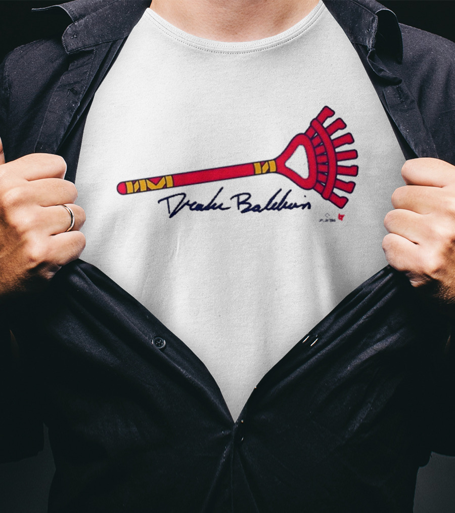 Drake Baldwin Red Yellow Rake Drawing T-Shirt