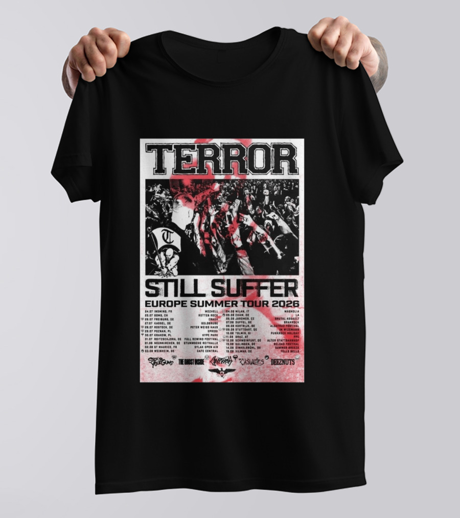 TERROR Still Suffer Europe Summer Tour 2026 With Stick To Your Guns And The Ghost Inside T-Shirt