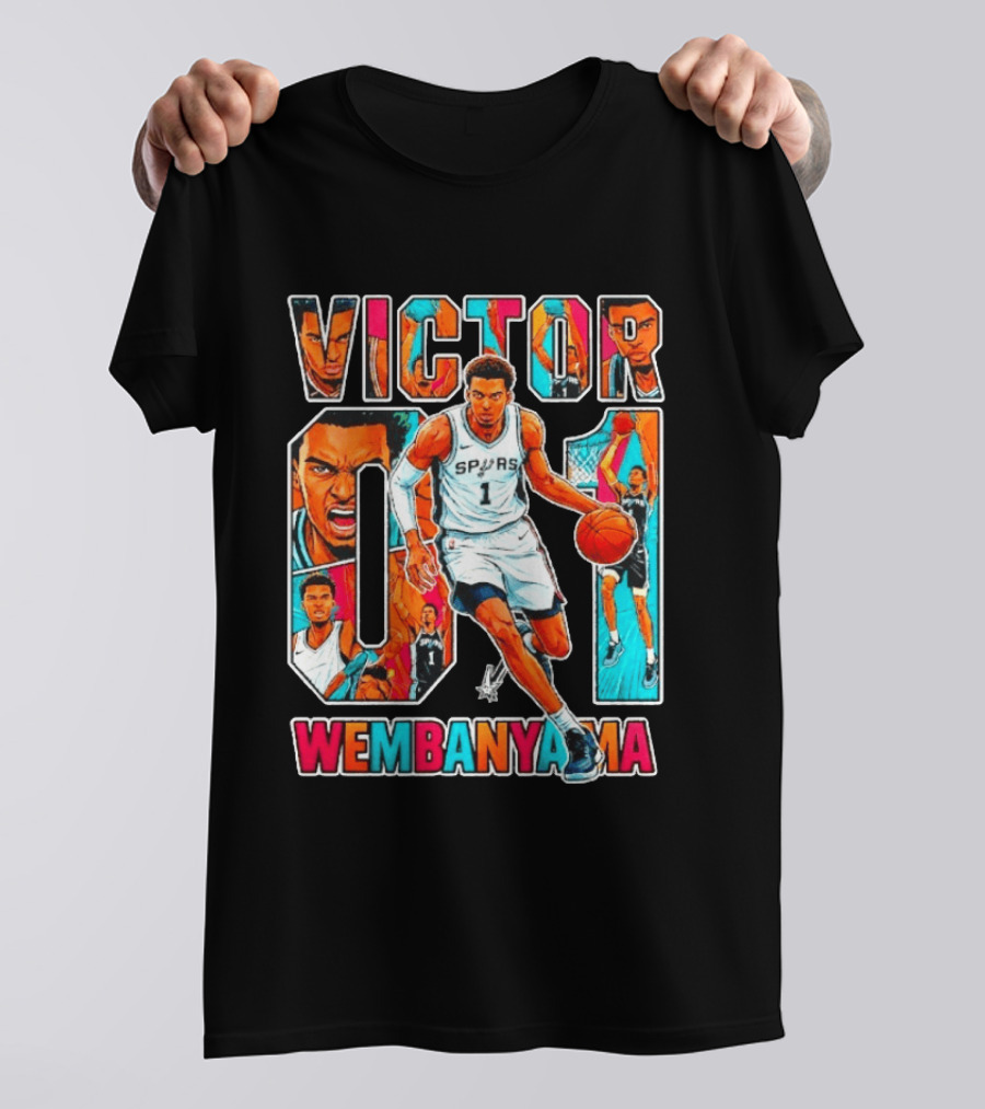 Victor Wembanyama No 1 San Antonio Spurs Comic Fiesta T-Shirt