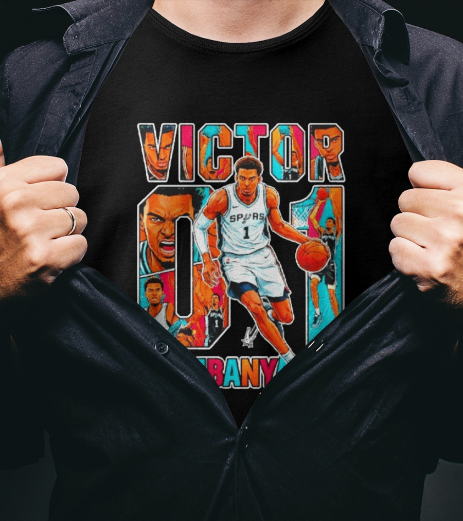 Victor Wembanyama No 1 San Antonio Spurs Comic Fiesta T-Shirt