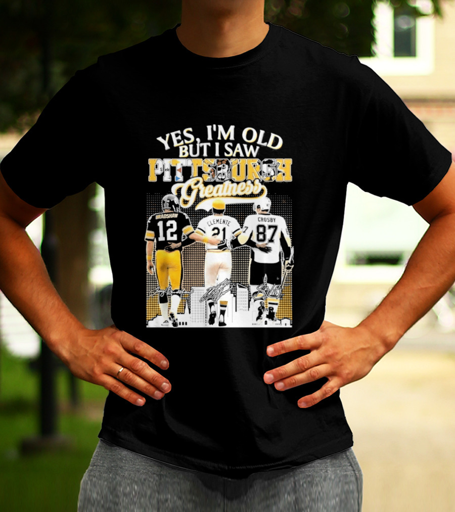 Yes I'm Old But I Saw Pittsburgh Greatness Football Legends 12 82 87 Vintage Players T-Shirt