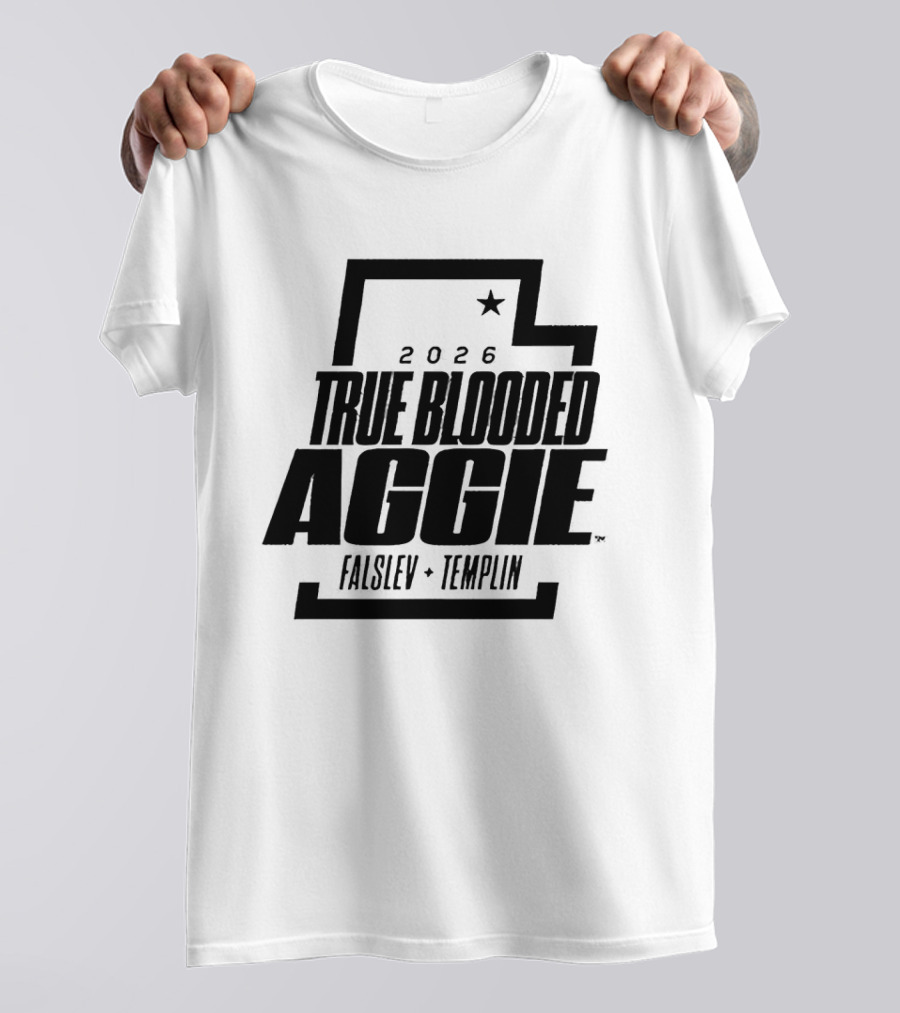 True Blooded Aggie Falslev Templin 2026 Utah State Outline Star T-Shirt