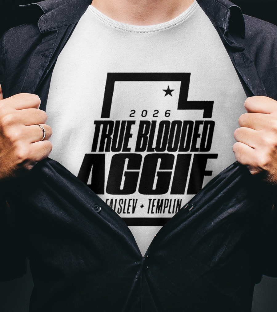 True Blooded Aggie Falslev Templin 2026 Utah State Outline Star T-Shirt