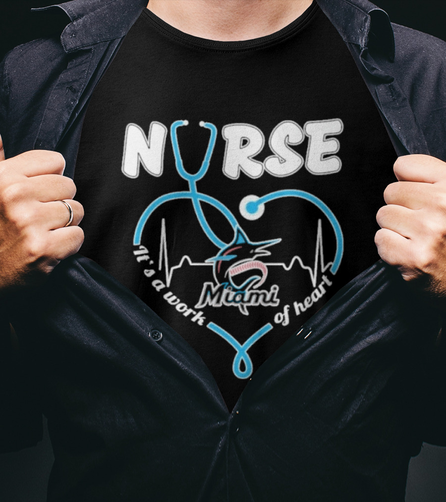 Nurse It's A Work Of Heart Miami Stethoscope 2026 T-Shirt