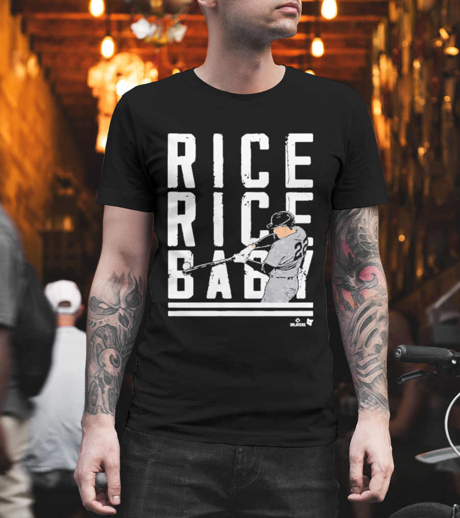 Rice Rice Baby Baseball Player Number 2 Batting Action T-Shirt