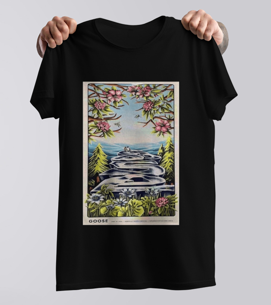 Goose April 10 2026 Asheville North Carolina Concert Florals And Pathway T-Shirt