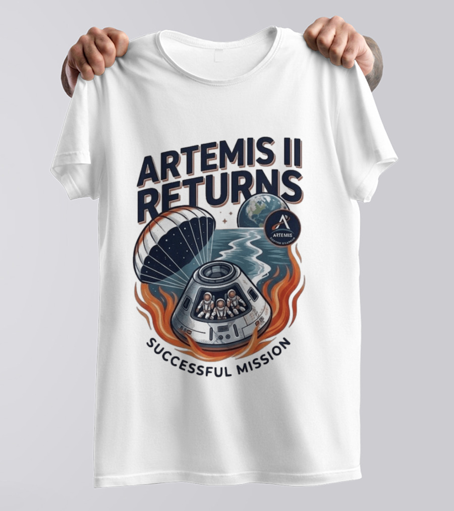 Artemis II Returns Successful Mission Capsule Parachute Earth T-Shirt