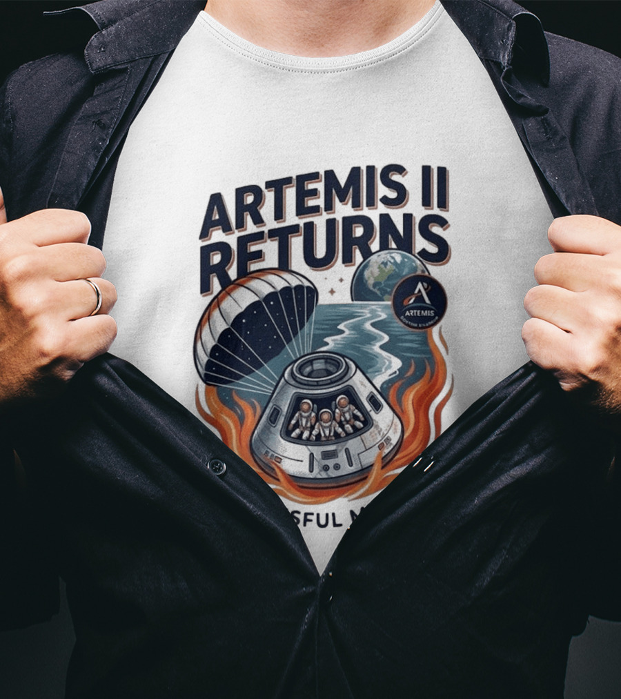 Artemis II Returns Successful Mission Capsule Parachute Earth T-Shirt