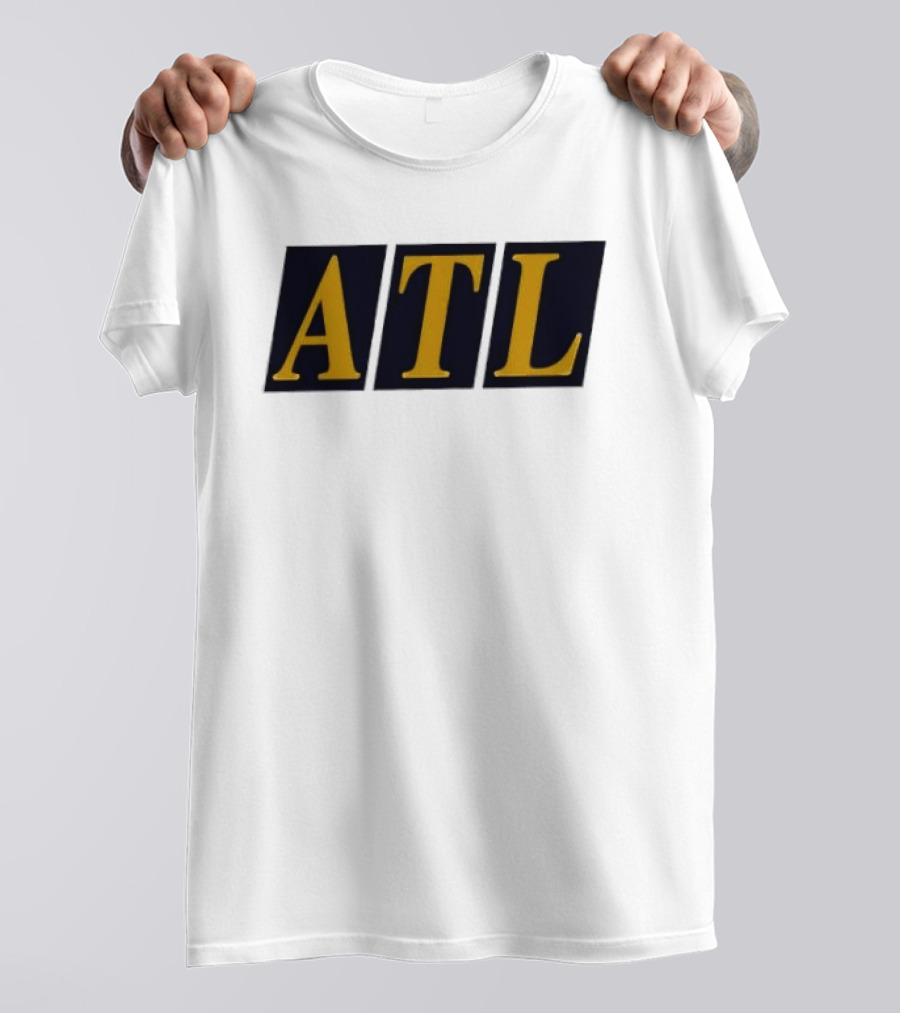 ATL Bold Minimalist Style Gold Text On Black T-Shirt